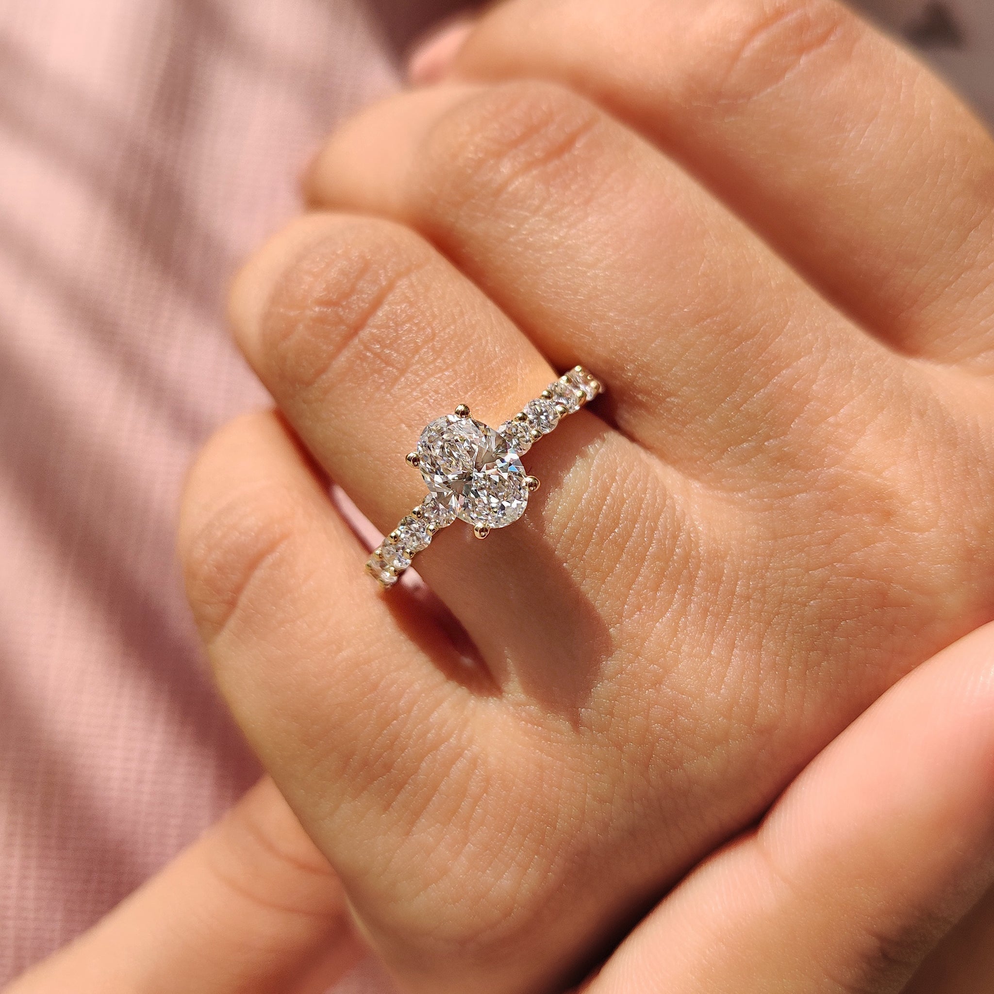 Cushion Hidden Halo Lab Grown Diamond Engagement Ring